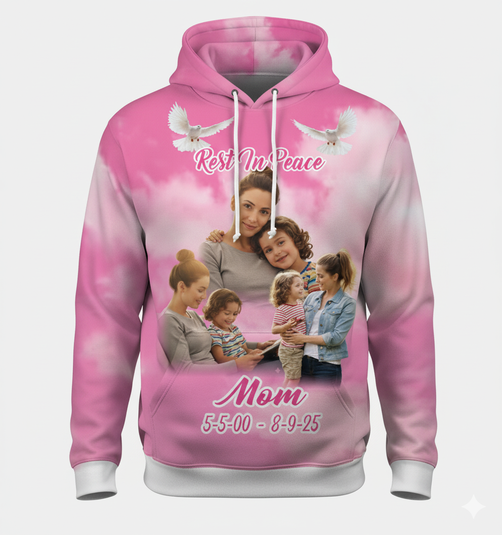 Memorial Allover 3D Hoody Pink